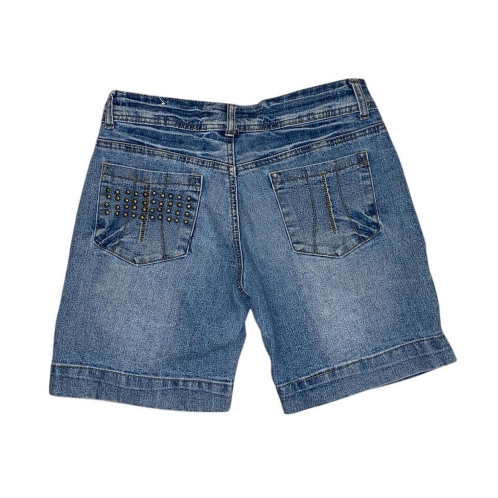 Y2k low rise studded denim mid length shorts